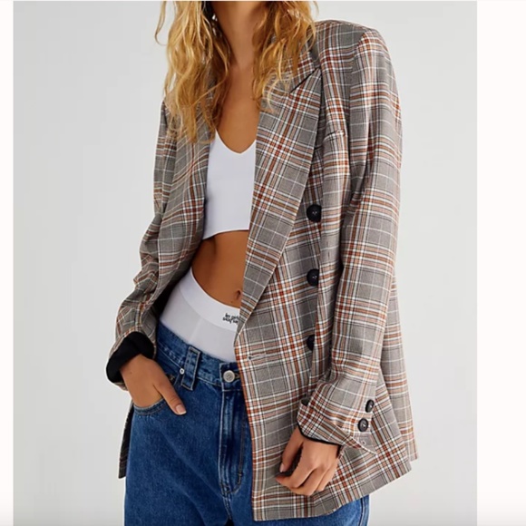 Free People Jackets & Blazers - Free People Ashby Plaid Oversized Blazer Jacket